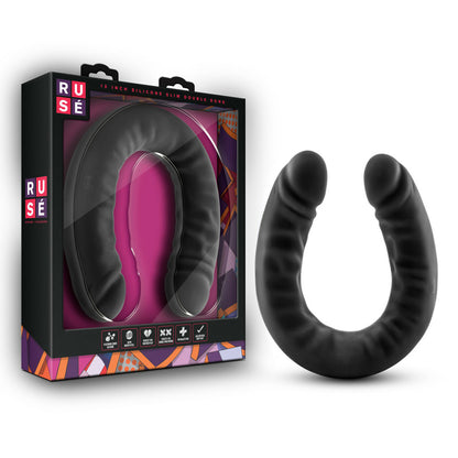 Ruse Silicone Double Headed Dildo 18" Black | 819835022558 | Available at EroticWarehouse.com