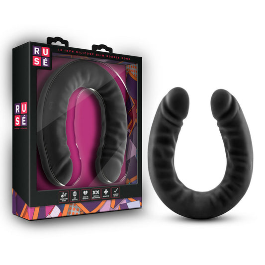 Ruse Silicone Double Headed Dildo 18" Black | 819835022558 | Available at EroticWarehouse.com