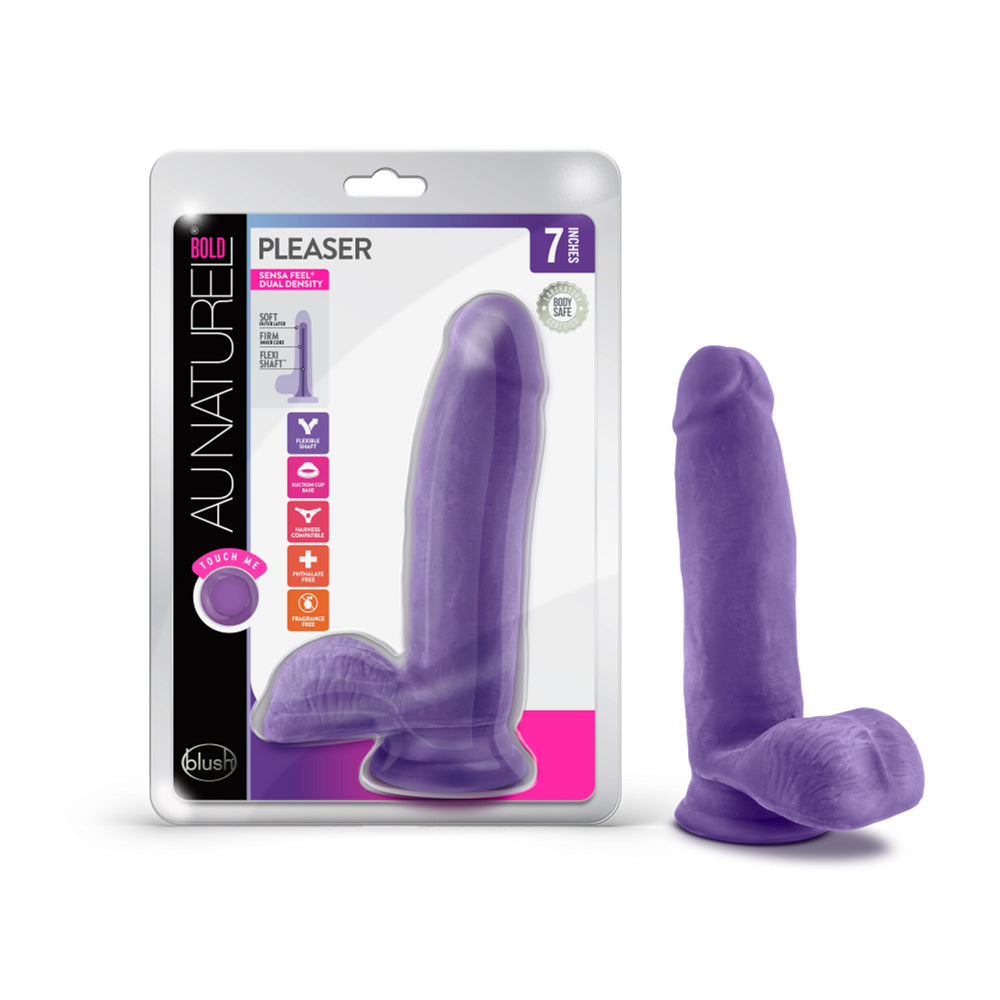 Au Naturel Bold Pleaser 7" Dildo Purple | 819835023739 | Available at EroticWarehouse.com