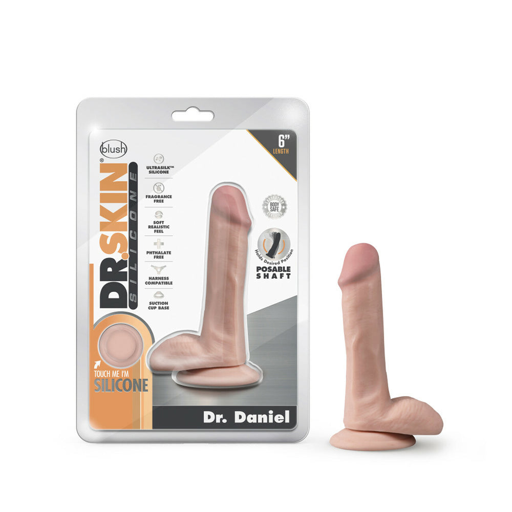 Dr. Skin Silicone Dr. Daniel 6" Dildo With Suction Cup Vanilla | 819835023814 | Available at EroticWarehouse.com