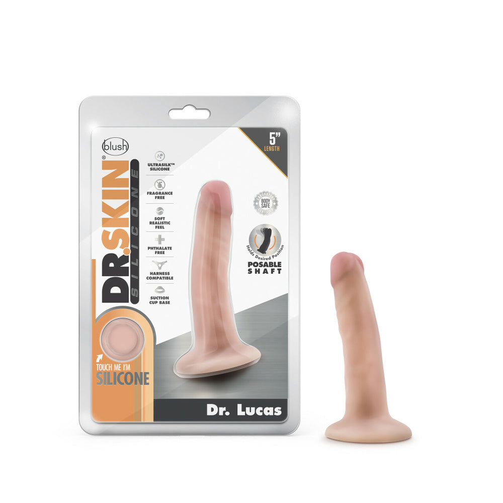 Dr. Skin Silicone Dr. Lucas 5" Dong With Suction Cup Vanilla | 819835023845 | Available at EroticWarehouse.com