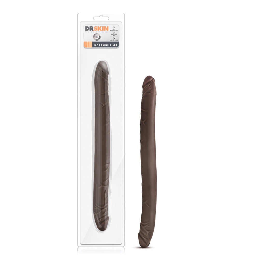 Dr. Skin 16" Double Dildo Chocolate | 819835024071 | Available at EroticWarehouse.com