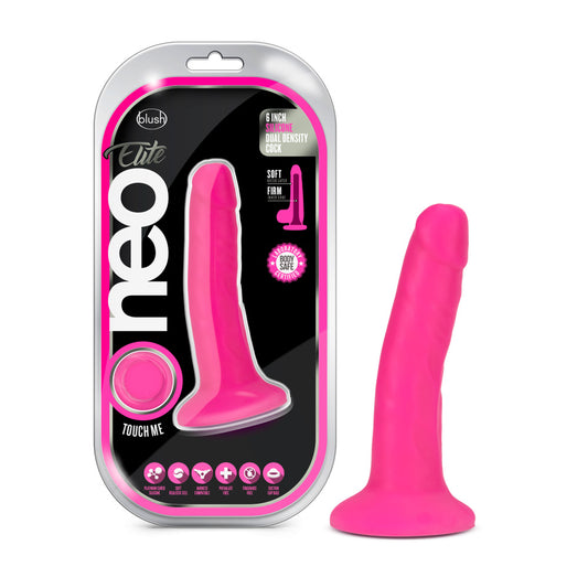 Neo Elite 6" Silicone Dual Density Cock Neon Pink | 819835024842 | Available at EroticWarehouse.com
