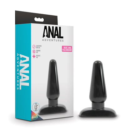 Anal Adventures Basic Anal Plug Medium Black | 819835024989 | Available at EroticWarehouse.com