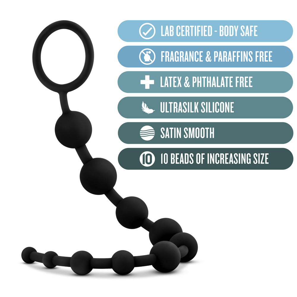 Anal Adventures Platinum Silicone 10 Anal Beads Black | 819835025122 | Available at EroticWarehouse.com