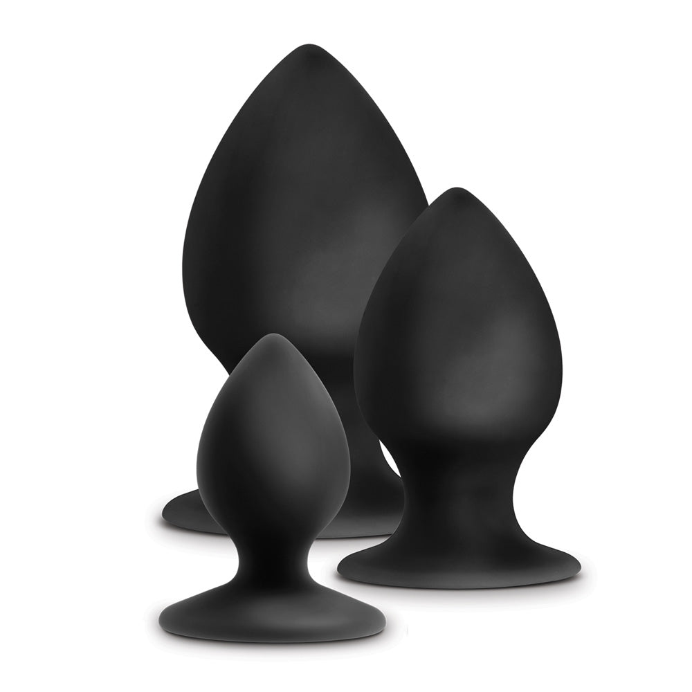 Anal Adventures Platinum Silicone Anal Stout Plug Kit Black | 819835025153 | Available at EroticWarehouse.com