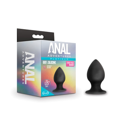 Anal Adventures Platinum Silicone Anal Stout Plug Medium Black | 819835025160 | Available at EroticWarehouse.com