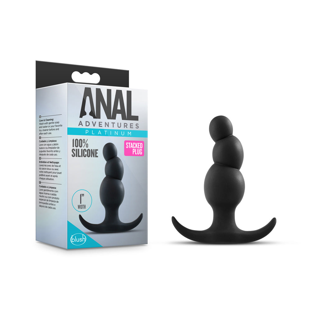 Anal Adventures Platinum Stacked Plug Black | 819835025832 | Available at EroticWarehouse.com