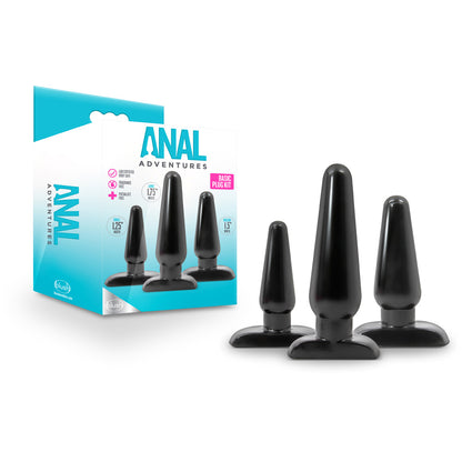 Anal Adventures Basic Plug Kit Black | 819835025948 | Available at EroticWarehouse.com