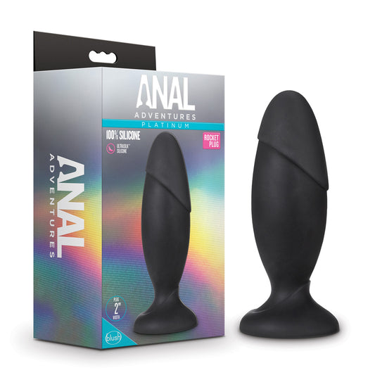 Anal Adventures Platinum Silicone Rocket Plug Black | 819835026426 | Available at EroticWarehouse.com