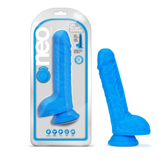 Neo 9" Dual Density Dildo Neon Blue | 819835027065 | Available at EroticWarehouse.com