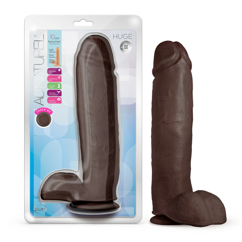 Au Naturel Huge 10" Dildo Chocolate | 819835027379 | Available at EroticWarehouse.com