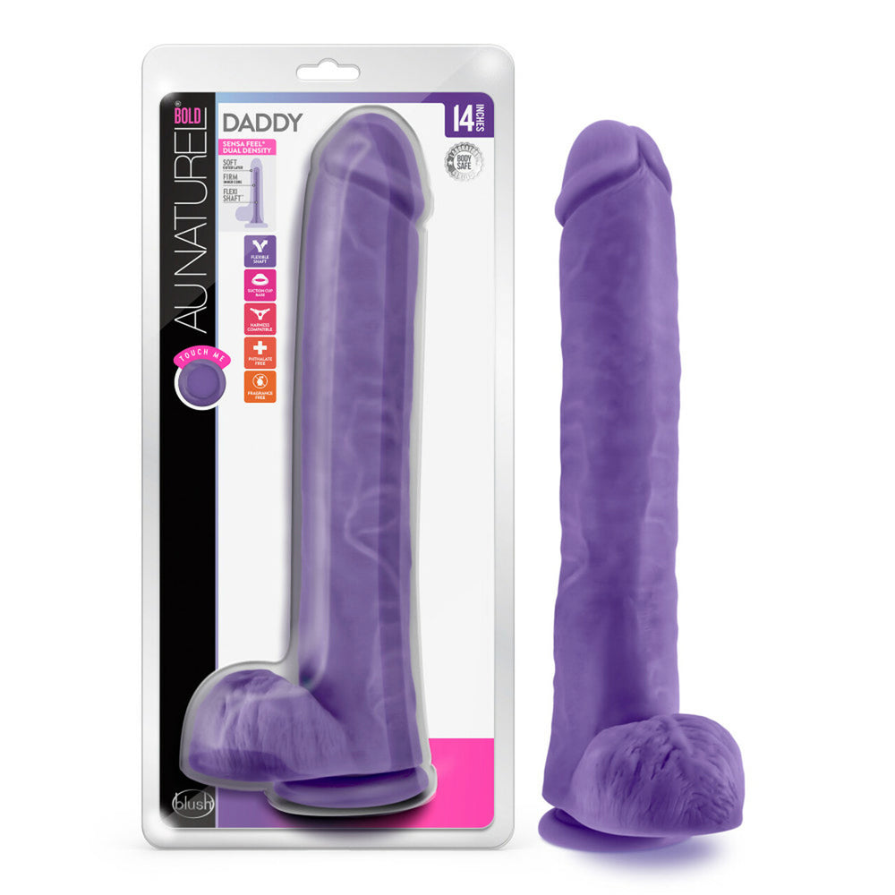 Au Naturel Bold Daddy 14" Dildo Purple | 819835027461 | Available at EroticWarehouse.com