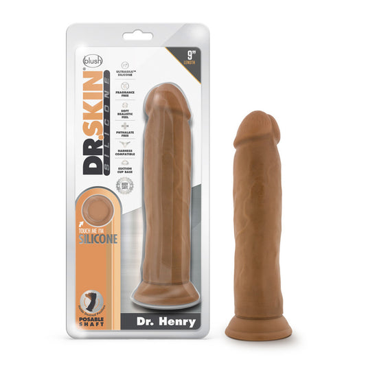Dr. Skin Silicone Dr. Henry 9" Dildo With Suction Cup Mocha | 819835028024 | Available at EroticWarehouse.com