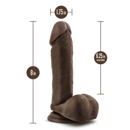 Dr. Skin Plus 8" Posable Dildo With Balls Chocolate | 819835028208 | Available at EroticWarehouse.com