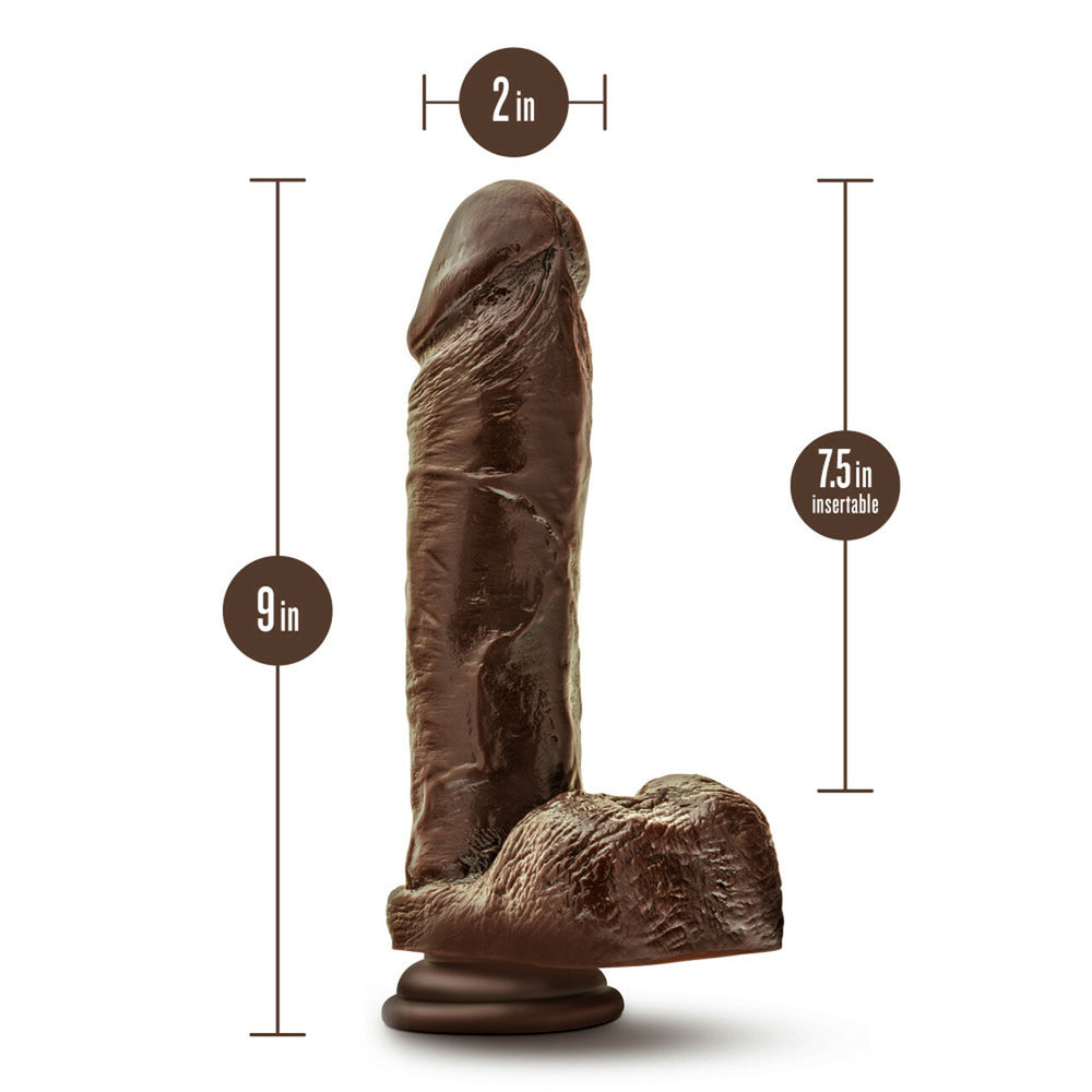 Dr. Skin Plus 9" Thick Posable Dildo With Balls Chocolate | 819835028239 | Available at EroticWarehouse.com