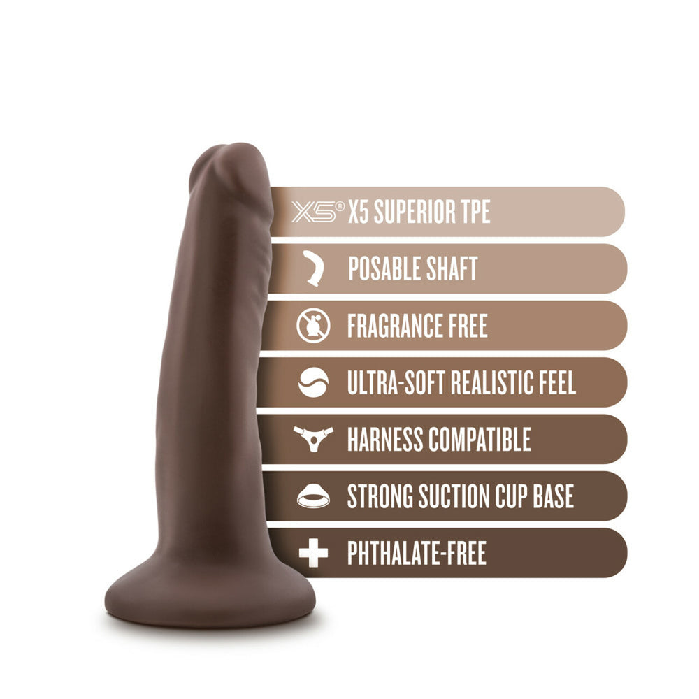 Dr. Skin Plus 5" Posable Dildo Chocolate | 819835028413 | Available at EroticWarehouse.com