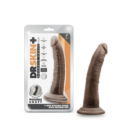 Dr. Skin Plus 7" Posable Dildo Chocolate | 819835028451 | Available at EroticWarehouse.com