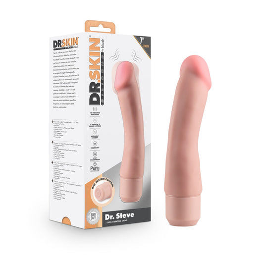 Dr. Skin Silicone Dr. Steve 7'' Vibrating Dildo Beige | 819835029069 | Available at EroticWarehouse.com