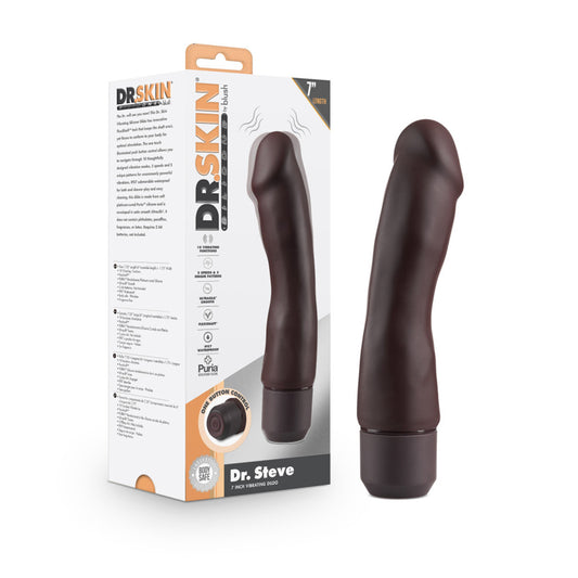 Dr. Skin Silicone Dr. Steve 7'' Vibrating Dildo Brown | 819835029076 | Available at EroticWarehouse.com