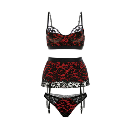 Christine Bra Matching Gartered Skirt And Panty - XL (Garment Only - No Box) | 819969023797 | Available at EroticWarehouse.com