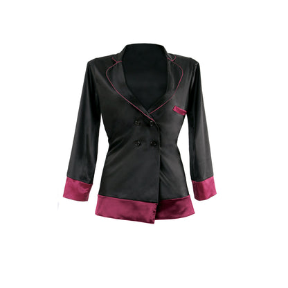 Marjorie Contrast Cuff Satin Blazer Jacket - S/M (Garment Only - No Box) | 819969027979 | Available at EroticWarehouse.com