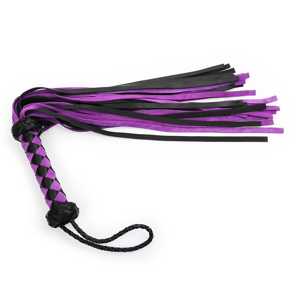 22" Mixed Leather Flogger Purple | 821555179351 | Available at EroticWarehouse.com