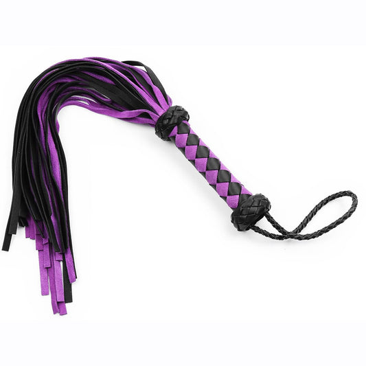 22" Mixed Leather Flogger Purple | 821555179351 | Available at EroticWarehouse.com