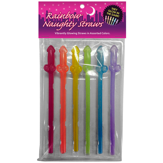 Rainbow Naughty Straws 6Ct | 825156109601 | Available at EroticWarehouse.com