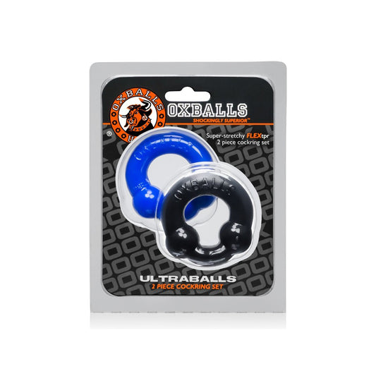 Ultraballs 2-Pack Cock Ring Black & Police Blue | 840215118790 | Available at EroticWarehouse.com