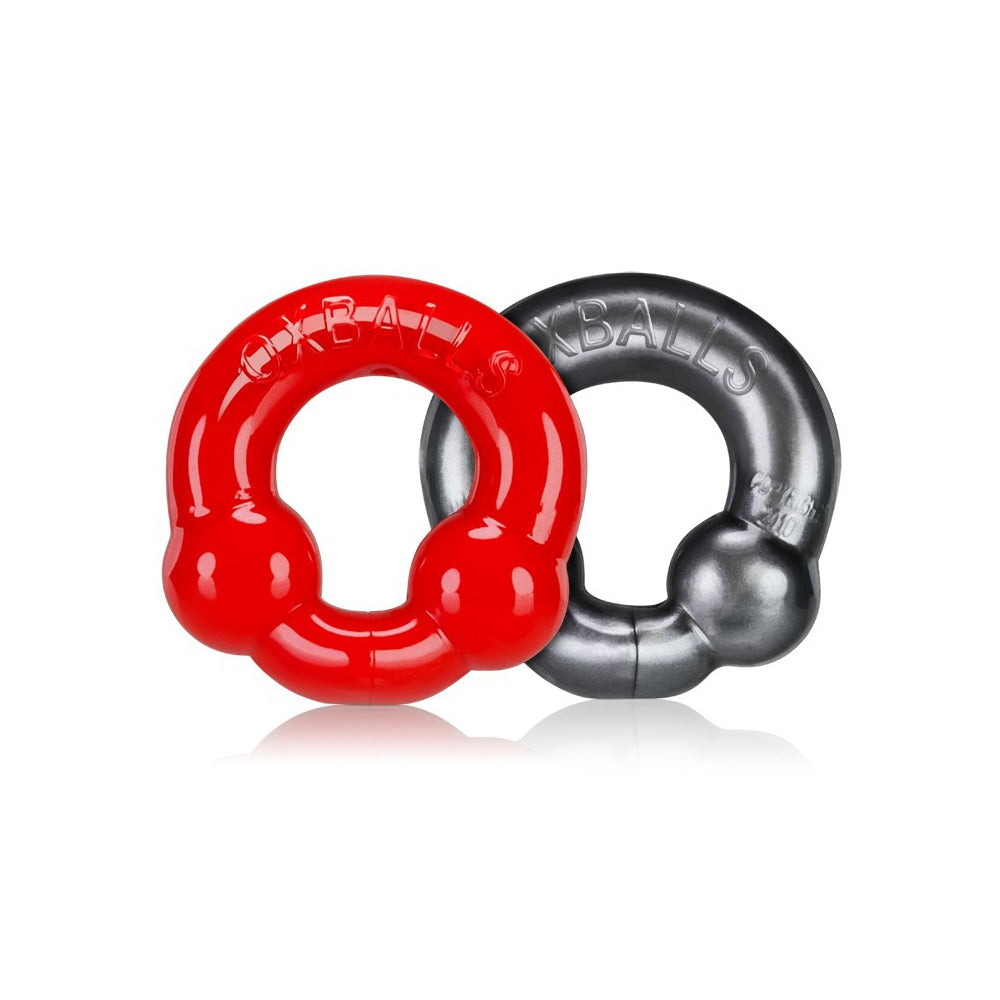 Ultraballs 2-Pack Cock Ring Steel & Red | 840215118981 | Available at EroticWarehouse.com
