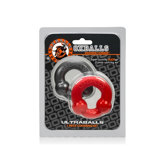 Ultraballs 2-Pack Cock Ring Steel & Red | 840215118981 | Available at EroticWarehouse.com
