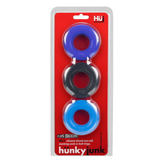 Huj3 C-Ring 3-Pack By Hunkyjunk Blue/Multi | 840215120069 | Available at EroticWarehouse.com