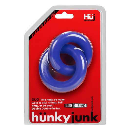 Duo Linked Cock/Ball Rings By Hunkyjunk Cobalt | 840215120076 | Available at EroticWarehouse.com