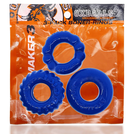 Bonemaker 3-Pack Cockring Kit Pool Blue | 840215121707 | Available at EroticWarehouse.com