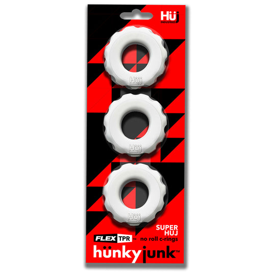Super Huj 3-Pack Cockrings White Ice | 840215123114 | Available at EroticWarehouse.com