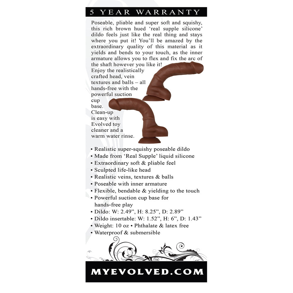 Real Supple Silicone Poseable Dark 8.25" | 844477016191 | Available at EroticWarehouse.com