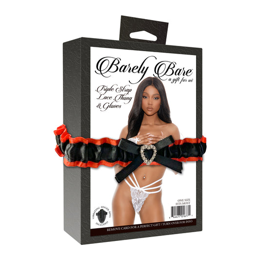 Triple Strap Lace Thong & Gloves White | 844477016771 | Available at EroticWarehouse.com