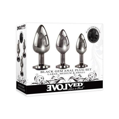 Black Gem Anal Plug Set | 844477018577 | Available at EroticWarehouse.com
