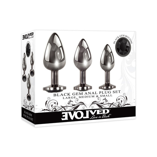 Black Gem Anal Plug Set | 844477018577 | Available at EroticWarehouse.com