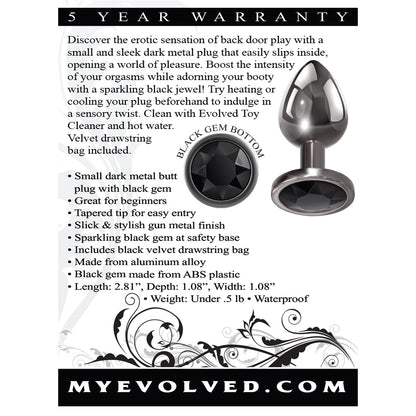 Black Gem Anal Plug Small | 844477018584 | Available at EroticWarehouse.com