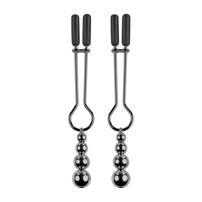 Beaded Nipple Clamps Black Chrome | 844477023915 | Available at EroticWarehouse.com