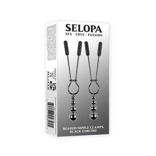 Beaded Nipple Clamps Black Chrome | 844477023915 | Available at EroticWarehouse.com