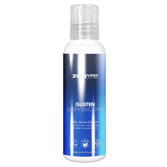Glisten Ultra Silicone Silky Silicone Lubricant 2 oz. | 844477024394 | Available at EroticWarehouse.com