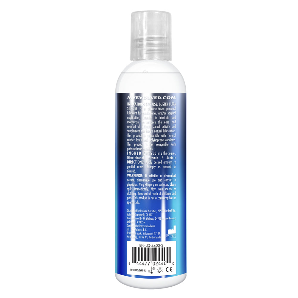 Glisten Ultra Silicone Silky Silicone Lubricant 4 oz. | 844477024400 | Available at EroticWarehouse.com