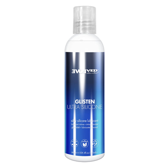 Glisten Ultra Silicone Silky Silicone Lubricant 4 oz. | 844477024400 | Available at EroticWarehouse.com