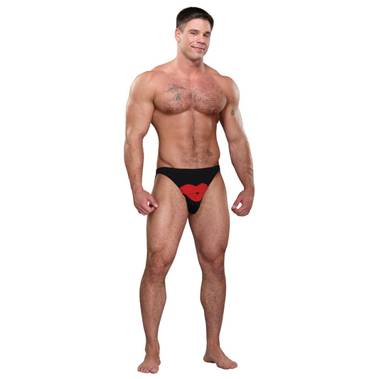 Hot Lips Bikini Black One Size | 845830038171 | Available at EroticWarehouse.com