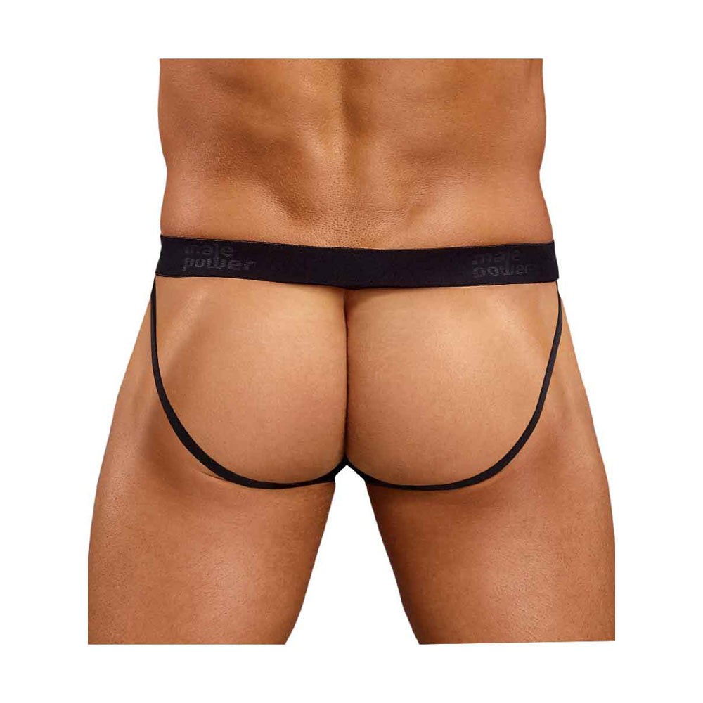 Satin Spandex Jock Black S/M | 845830046374 | Available at EroticWarehouse.com