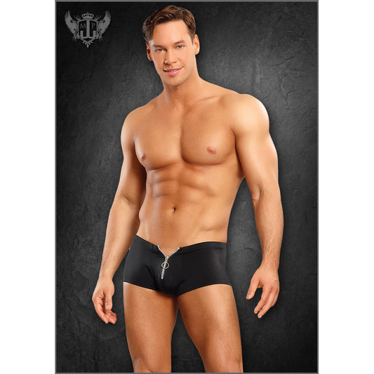 Nylon Spandex Zipper Short Black S/M | 845830048675 | Available at EroticWarehouse.com
