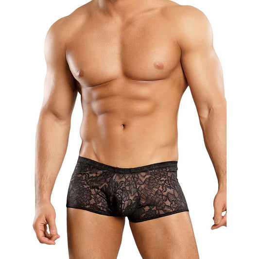 Stretch Lace Mini Short Black S | 845830054249 | Available at EroticWarehouse.com